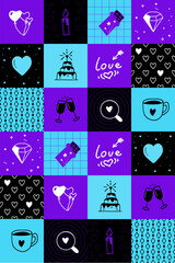 Free vector blue purple heart pattern