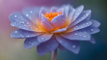 Fototapeta premium Beautiful water drops on Purple Flower Closeup Protrait