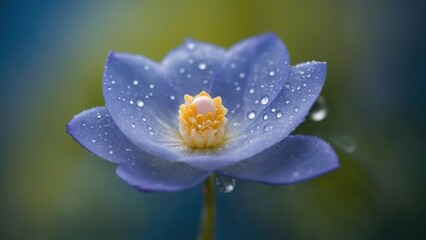 Obraz premium Beautiful water drops on Purple Flower Closeup Protrait
