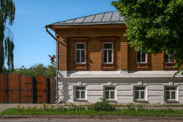 An ancient building, an architectural monument, a residential house of burghers and merchants Bibanov on Vasilevskaya Street on a sunny summer day, Suzdal, Vladimir region, Russia
