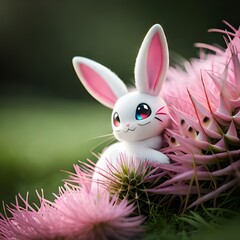 easter bunny with pink flowers