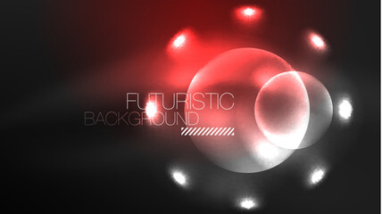 Circles with bright neon shiny light effects, abstract background wallpaper design