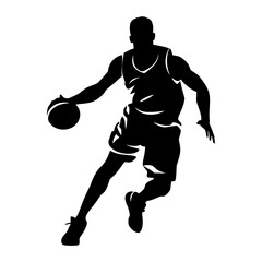 Basketball Player Vector silhouette, Black silhouette of Basketball player