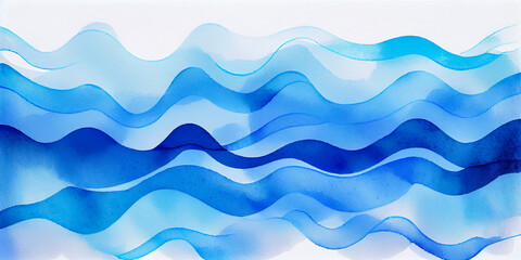 Calm water underwater blurry texture blue background for copy space text. Lake ripples cartoon, ocean wave illustration for pool swim party, beach travel. Web mobile banner, backdrop wavy graphic