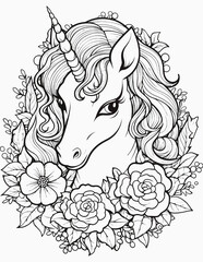 Unicorn coloring book for kids, Cute kawaii unicorn coloring page illustration, cartoon unicorn coloring book. © Lukman Ahmed
