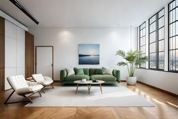 Naklejka na ściany i meble modern living room interior generated by AI