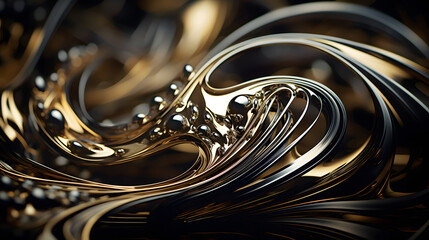 3d wave chrome metallic swirling