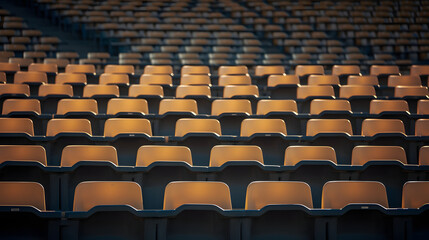 empty rows of plastic seats in football stadium