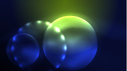 Circles with bright neon shiny light effects, abstract background wallpaper design