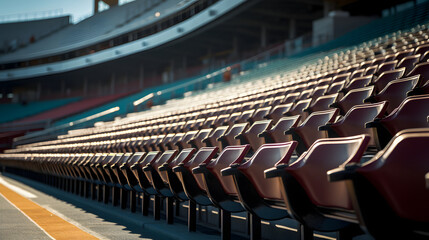 Fototapeta premium empty rows of plastic seats in football stadium