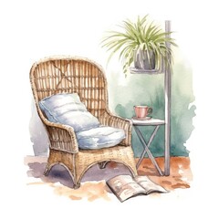 watercolor of a cozy outdoor reading book