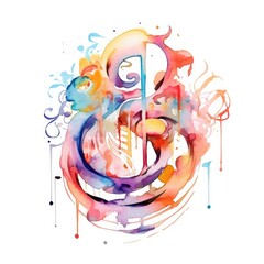 watercolor of a musical note