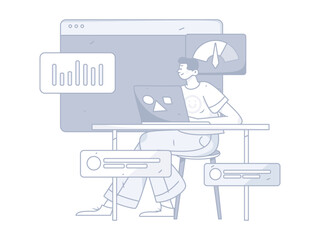 Business People Flat Vector Concept Operation Hand Drawn Illustration
