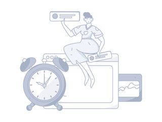 Business People Flat Vector Concept Operation Hand Drawn Illustration
