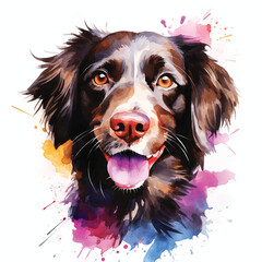 Dreamy Watercolor Dog Art Featuring a White Canvas