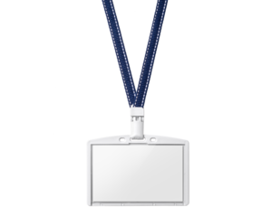 白いネームカード。もしくは社員証。