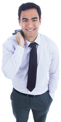 Digital png photo of biracial businessman on transparent background