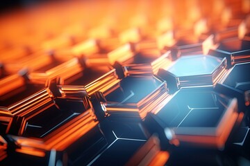 Obraz premium abstract futuristic background with pink blue glowing neon moving high speed wave lines honeycomb and bokeh lights. Data transfer concept Fantastic wallpaper