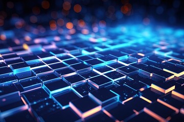 Obraz premium abstract futuristic background with pink blue glowing neon moving high speed wave lines honeycomb and bokeh lights. Data transfer concept Fantastic wallpaper