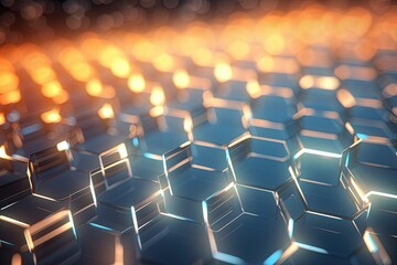 Fototapeta premium abstract futuristic background with pink blue glowing neon moving high speed wave lines honeycomb and bokeh lights. Data transfer concept Fantastic wallpaper