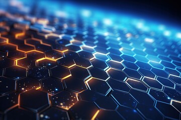 Fototapeta premium abstract futuristic background with pink blue glowing neon moving high speed wave lines honeycomb and bokeh lights. Data transfer concept Fantastic wallpaper