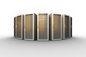Digital png illustration of server room on transparent background