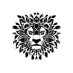 Regal Lion Floral Vector Logo
