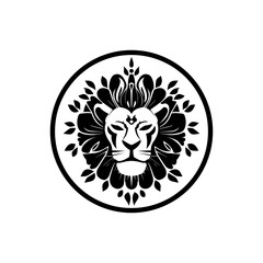 Floral Majesty Lion Logo Design