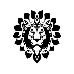 Blossom King Lion logo Vector Illustration