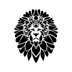 Serene Beast Floral Lion logo Emblem