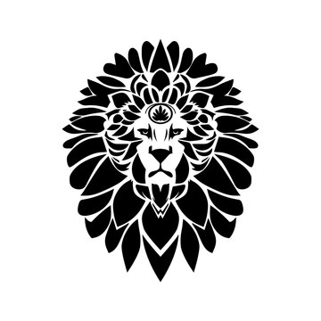 Serene Beast Floral Lion logo Emblem