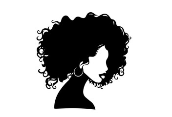Beach waves Silhouettes Vector, Girl's hairstyles Silhouette, women's hair silhouette, Hair black silhouettes illustration	
