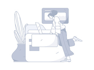 Business People Flat Vector Concept Operation Hand Drawn Illustration
