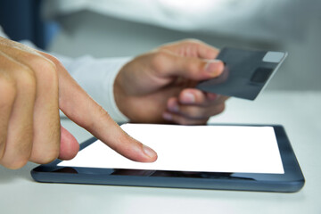 Digital png photo of caucasian hands using tablet on transparent background