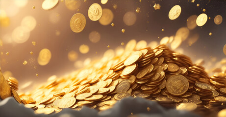 Lot of Golden Coins Wallpaper, rich, wealthy, wealth, opulent treasure wallpaper, generative ai	