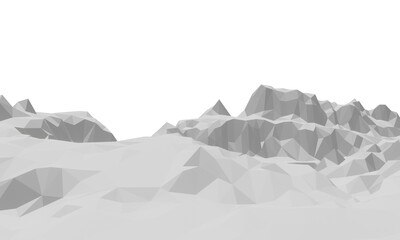 3D low polygon ice mountain. Glacial landform. Ice terrain.