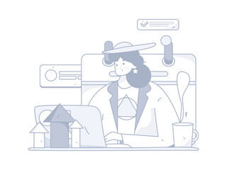 Business People Flat Vector Concept Operation Hand Drawn Illustration
