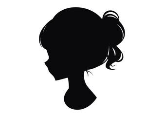 Girl's hair silhouettes Vector, Girls hairstyles Silhouettes, women's hair silhouette, Hair black silhouettes illustration	