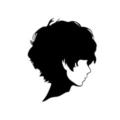 Pixie Cut Hair Silhouettes Vector, Girl's hairstyles Silhouettes, women's hair silhouette, Hair black silhouettes illustration	
