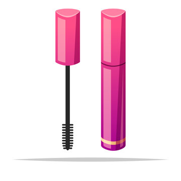 pink mascara tube and brush clip art preview