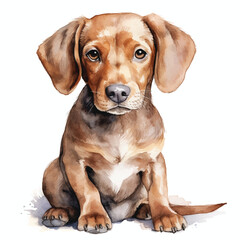 Gentle Watercolor Dog Portrait with a White Backdrop