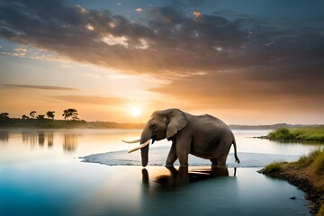 Fototapeta na wymiar elephant in water