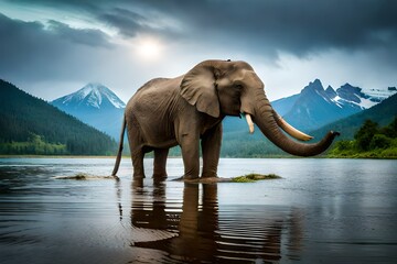 Fototapeta na wymiar elephant in the river