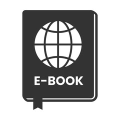 Vector illustration of e book icon in dark color and transparent background(png).