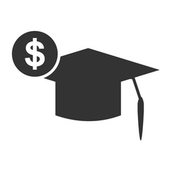 Vector illustration of money graduation icon in dark color and transparent background(png).