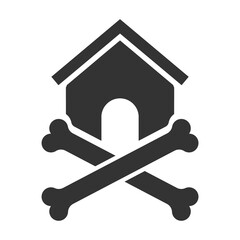 Vector illustration of dog house icon in dark color and transparent background(png).