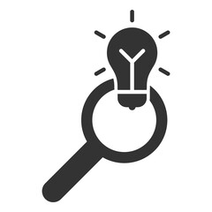 Vector illustration of looking for ideas icon in dark color and transparent background(png).
