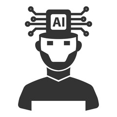 Vector illustration of ai robot icon in dark color and transparent background(png).