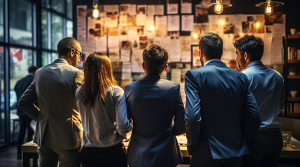 Fototapeta premium soft of blurred of backside business team. Group of brainstorming and creative thinking style.