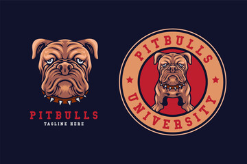 Pitbull mascot logo for team, club, community or university sport team